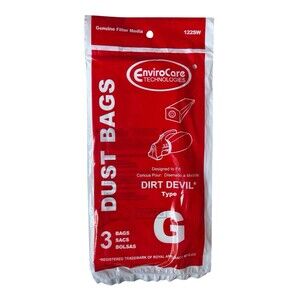 Envirocare Dirt Devil Type G Hand Vacuum Cleaner 3 Bags 122SW